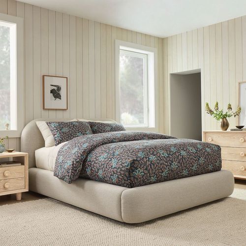 Двуспальная кровать - Laurent - West Elm - современная / обитая / с обитым изголовьем