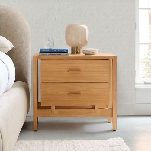Современный ночной столик - Ainsley - West Elm - из фанерованной древесины / с основанием из древесины / прямоугольный