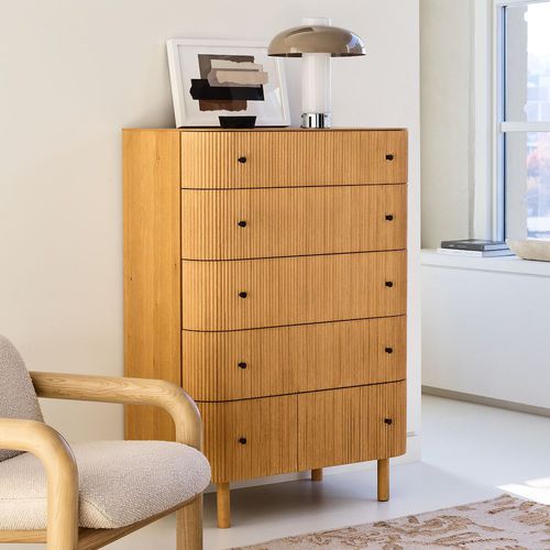 Высокий комод - Ellington - West Elm - современный / из дуба / из цельной древесины