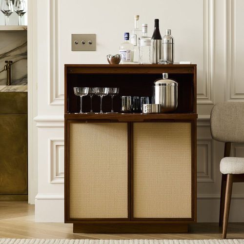 Современная барная стойка - Douglas Tatami - West Elm - из фанерованной древесины / из акации / с распашной дверцей