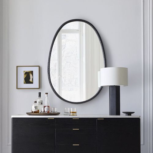 Настенное зеркало - Organic Textured - West Elm - современное / из алюминия / черное