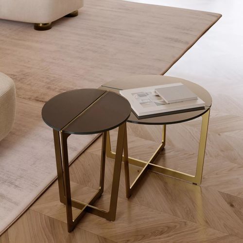 Современный журнальный столик - CROSS MINI - BONTEMPI CASA - из лакированного металла / из стекла / из мрамора