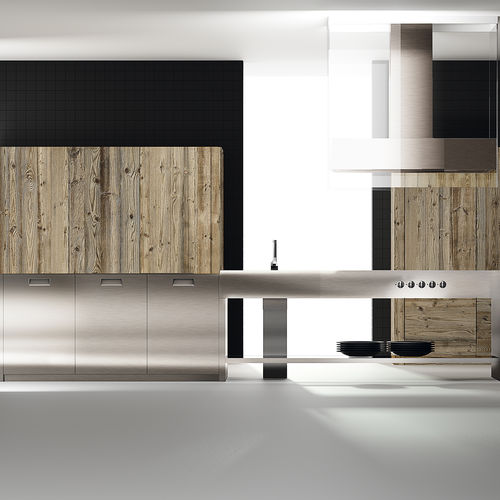 Современная кухня - GRAIN VIEJO NATURAL / FACTORY 2 - MUEBLES DOCA - из стали / из дерева / островного типа