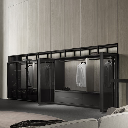 Современный шкаф для одежды - LUXURY STONES ARGENTUM LEACH GRIS - MUEBLES DOCA - из стекла / из камня / с распашными дверями