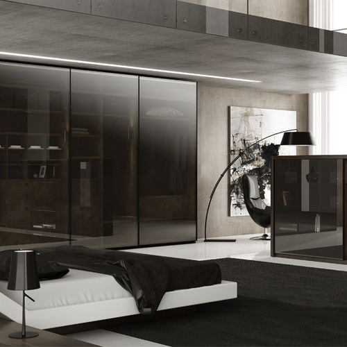 Современный шкаф для одежды - FORO REFLEX - MUEBLES DOCA - из дерева / из стекла / с раздвижной дверцей