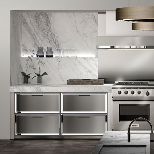 Современная кухня - ELEGANCE - MUEBLES DOCA - из стали / из алюминия / островного типа