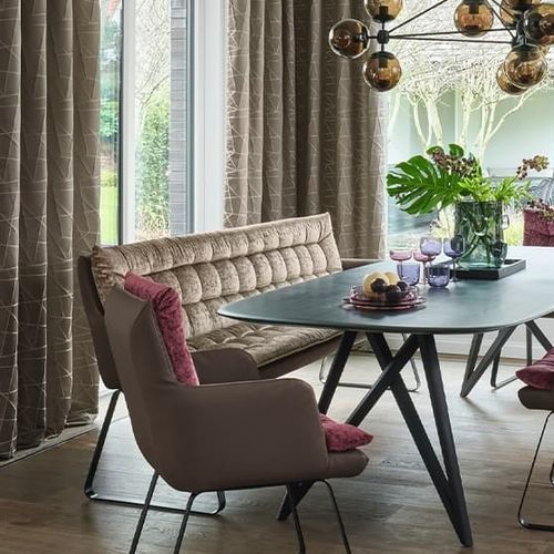 Ткань для штор - ALESSIO - JAB ANSTOETZ FABRICS - c геометрическим рисунком / из полиэстера / моющаяся