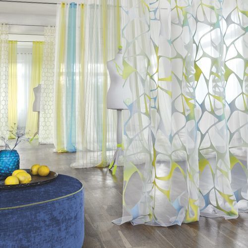 Гардинная занавеска c геометрическим рисунком - FANCY - JAB ANSTOETZ FABRICS - из вискозы / из полиэстера / набивная