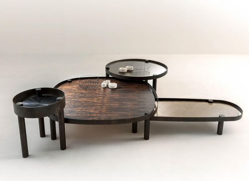 Современный журнальный столик - Tray - LAURAMERONI - из стекла / из дерева / из мрамора