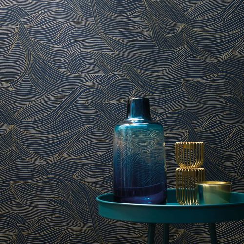 Современный обои - ALULA - CASAMANCE - из нетканых материалов / рисунок с волнами / имитация ткани