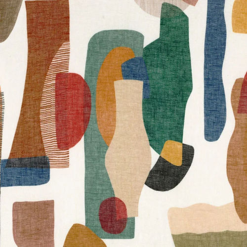 Ткань для штор - MACHAYA PRINT  - CASAMANCE - с рисунком / из льна / из полотна