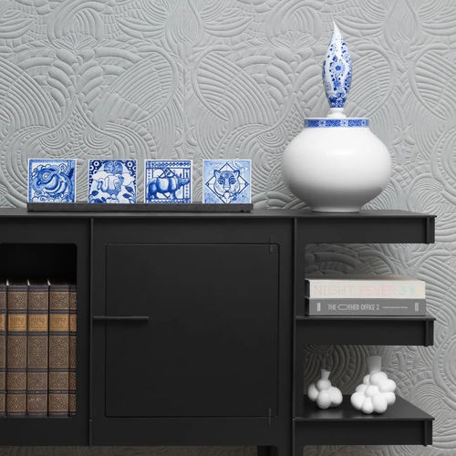 Плитка из фаянса - Extinct Animals Decorative Tile - moooi - расписанная вручную / для интерьера / настенная