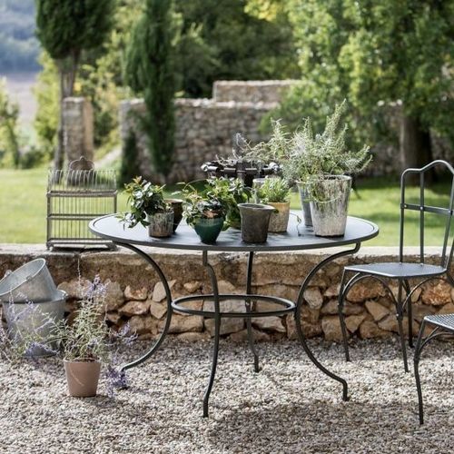 Классический стол - Toscana  - Unopiù - из оцинкованного железа / с основанием из железа / круглый