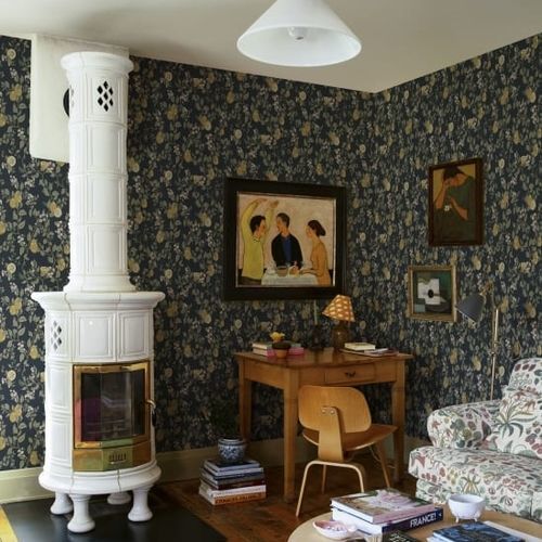 Современный обои - KVITTEN - SAND BERG - в цветочек / белый / синий