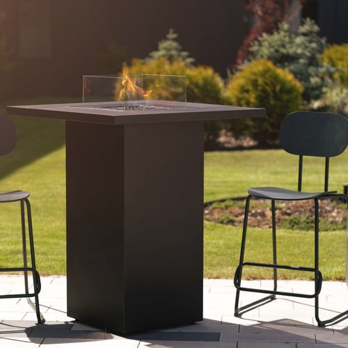 Современный высокий стол для еды стоя - Square Table High - Planika - из гальванизированной стали / из закаленного стекла / с основанием из стали