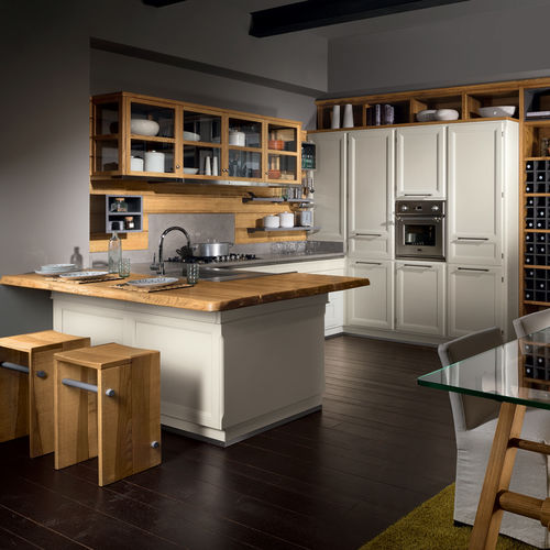 Современная кухня - LIVING DESIGN - L'OTTOCENTO - из фанерованной древесины / из лакированной древесины / L-образная