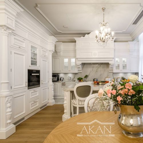 Стилизованная кухня - ROYAL - AKAN-handmade furniture - из цельной древесины / островного типа / ручной работы