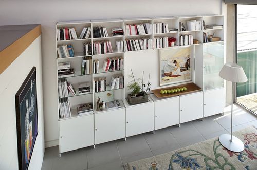 Современный книжный шкаф - LOUNGE - Fitting - из МДФ / из лакированной МДФ / белый