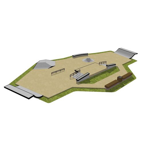 Скейтпарк из бетона - CONCRETE : 275M2 - Techramps - монолитный