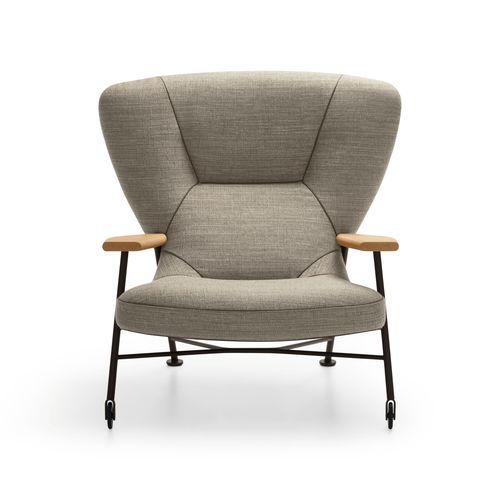 Кресло для отдыха из кожи - Shinzo - Walter Knoll - из ткани / из цельной древесины / из бразильского ореха