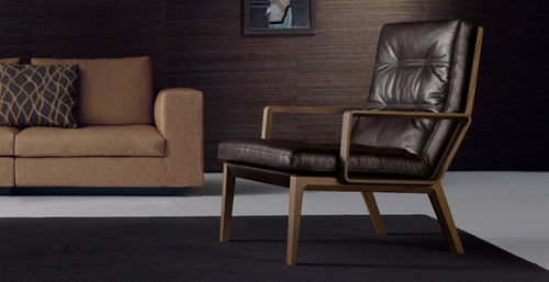 Современное кресло - ANDOO LOUNGE - Walter Knoll - из кожи / из дуба