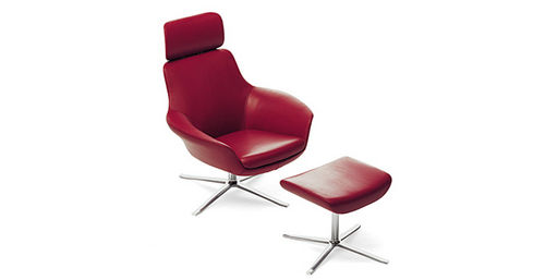 Современное кресло - OSCAR - Walter Knoll - из искусственной кожи / с опорой для ступней / с крестообразным основанием