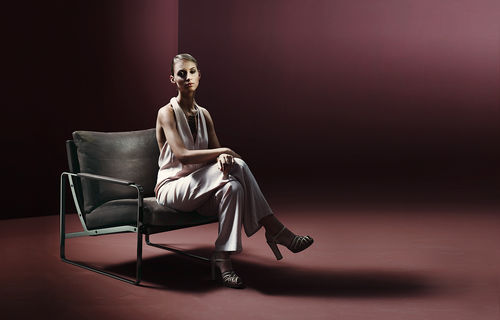 Кресло скандинавский дизайн - FABRICIUS - Walter Knoll - из кожи / из металла / с основанием в виде салазок