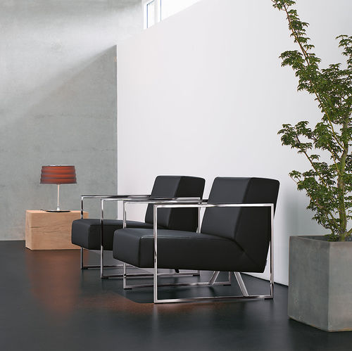 Современное кресло - SEN - Walter Knoll - из кожи / из стали / с основанием в виде салазок