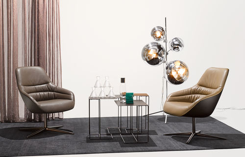 Современное кресло - KYO LOUNGE - Walter Knoll - из кожи / с ушами / бежевое