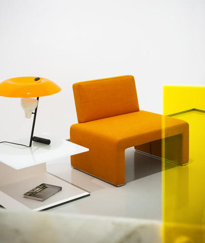 Современное низкое кресло - LABANCA - Tacchini - из ткани / оранжевое / Studio Lievore Altherr Molina