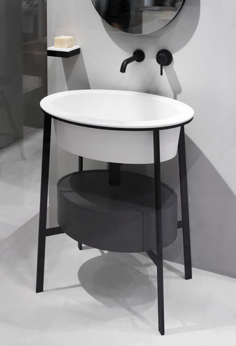 Напольная тумба под умывальник - CATINO OVALE - TALCO  MATT BLACK  CEMENTO - Ceramica Cielo - из керамики / современная / без дверцы