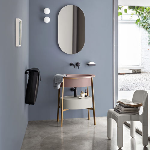 Напольная тумба под умывальник - CATINO OVALE - CIPRIA  BRUSHED BRONZE  POMICE - Ceramica Cielo - из дерева / из керамики / современная