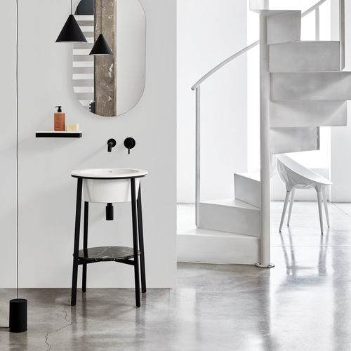 Напольная тумба под умывальник - CATINO TONDO - TALCO  MATT BLACK  MARMO NERO MARQUINA - Ceramica Cielo - из керамики / из мрамора / современная