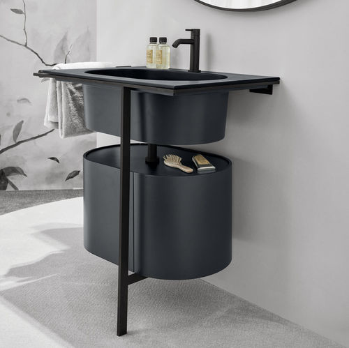 Напольная тумба под умывальник - KYROS - BASALTO  MATT BLACK - Ceramica Cielo - из лакированной древесины / из керамики / из металла