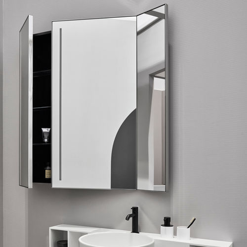 Настенное зеркало - ARCADIA - PAN - GLOSS STEEL - Ceramica Cielo - для профессионального использования / современное / прямоугольное