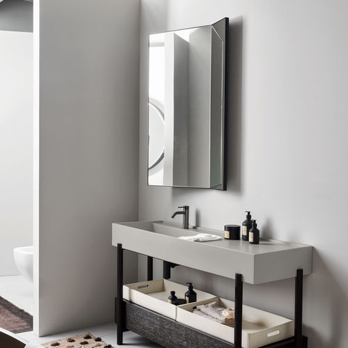 Настенное зеркало - ARCADIA - PAN - GLOSS STEEL - Ceramica Cielo - для профессионального использования / современное / из лакированной древесины