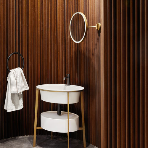 Настенное зеркало для ванной комнаты - ARCADIA - PLUTO - BRUSHED BRONZE - Ceramica Cielo - для профессионального использования / современное / круглое