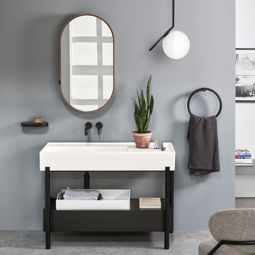 Напольная тумба под умывальник - PLINIO  - TALCO  ROVERE NERO - Ceramica Cielo - из дерева / из керамики / из металла