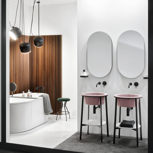 Двойная тумба под умывальник - CATINO TONDO - CIPRIA  MATT BLACK  NERO MARQUINA - Ceramica Cielo - напольная / из керамики / из металла