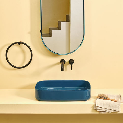 Настольная раковина - SHUI COMFORT - OLTREMARE - Ceramica Cielo - из керамики / прямоугольная / без отверстия