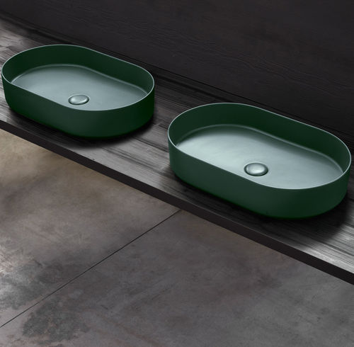 Настольная раковина - SHUI COMFORT - MUSCHIO - Ceramica Cielo - из керамики / двойная / овальная