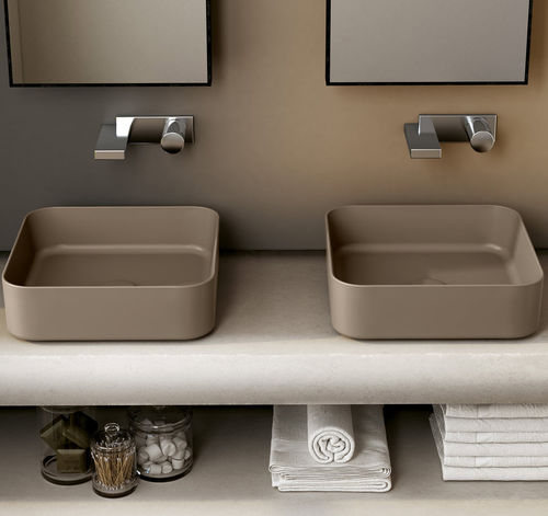 Настольная раковина - SHUI COMFORT - AVENA - Ceramica Cielo - из керамики / двойная / квадратная