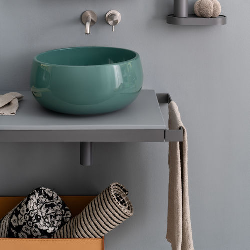 Двойная столешница для раковины - MULTIPLO - SEMRALDO/BRINA - Ceramica Cielo - из керамики / из окрашенной стали / со встроенными полотенцесушителями