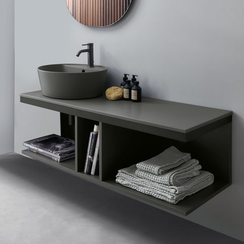 Двойная тумба под умывальник - MULTIPLO OPEN DAY CABINET - CEMENTO  MATT BLACK - Ceramica Cielo - подвесная / из дерева / из керамики