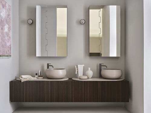 Двойная тумба под умывальник - DELFO 226 - POMICE/EUCALIPTO - Ceramica Cielo - подвесная / из дерева / из керамики
