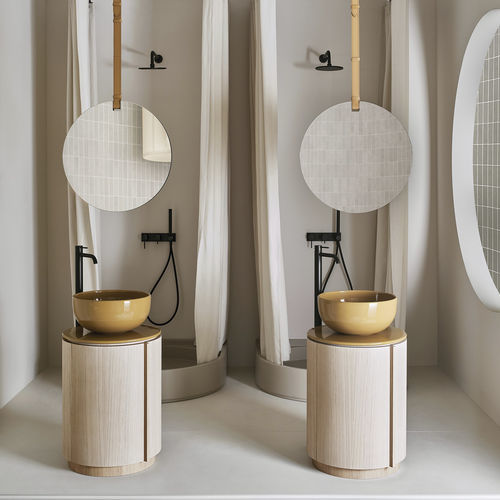 Напольная тумба под умывальник - TIBERINO - ANEMONE/ROVERE SBIANCATO - Ceramica Cielo - из дерева / из керамики / современная