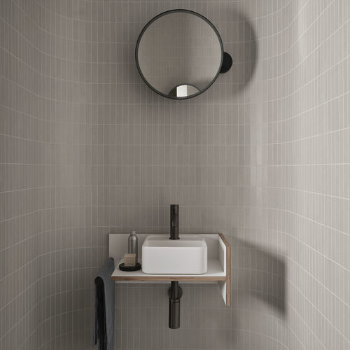 Столешница для раковины из Fenix NTM® - THEO MINI - TALCO/COTONE - Ceramica Cielo - со встроенными полотенцесушителями