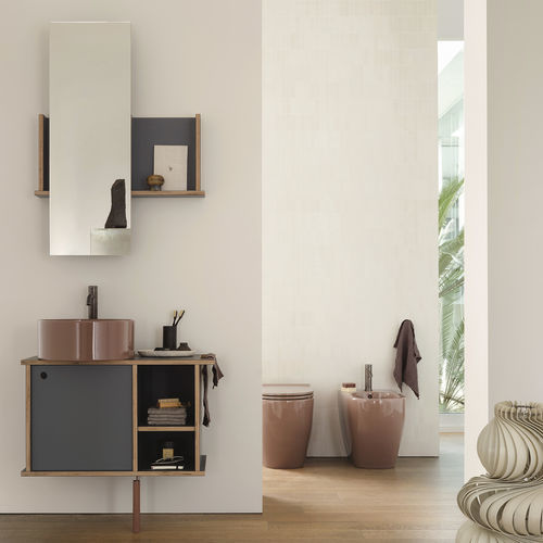 Подвесная тумба под умывальник - THEO 78 - NINFEA/GRAFITE - Ceramica Cielo - напольная / из металла / из Fenix NTM®