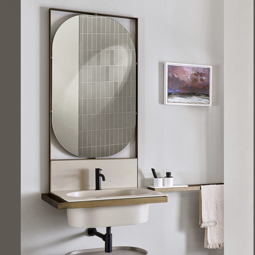 Подвесная раковина - Elle Ovale - POMICE/BRUSHED BRONZE - Ceramica Cielo - из керамики / из металла / с зеркалом