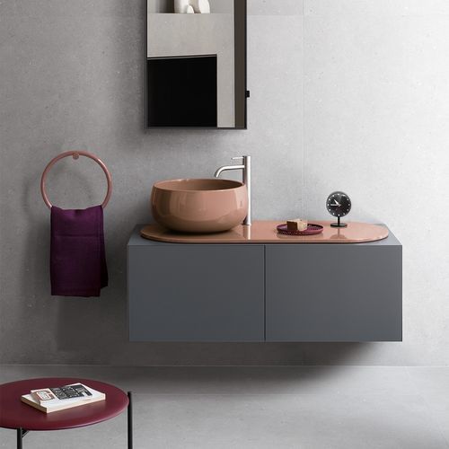 Подвесная тумба под умывальник - DELFO - NINFEA/CEMENTO - Ceramica Cielo - из дерева / из керамики / из металла